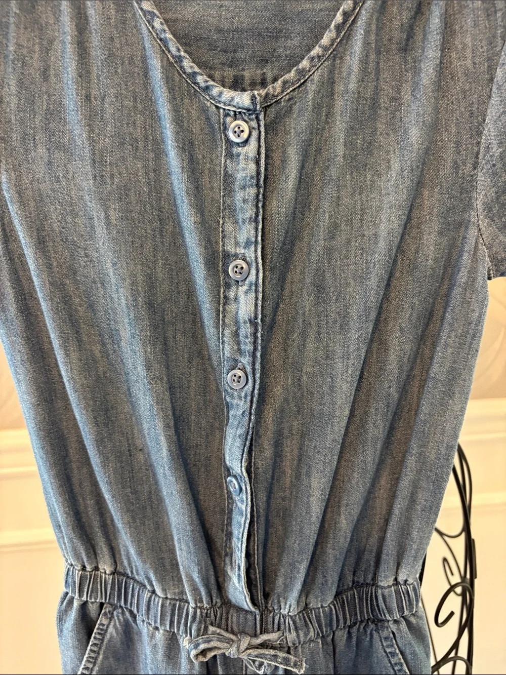 GAP Girls Blue Chambray Button-Front Jumpsuit